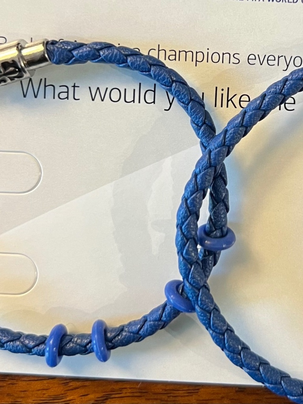 World Soccer 2026 Souvenir leather bracelet - blue with many spacers